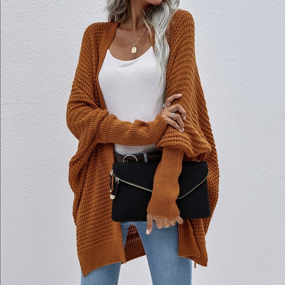 Bat Sleeves Loose Fit Cardigan Caramel - Picture 3 of 7